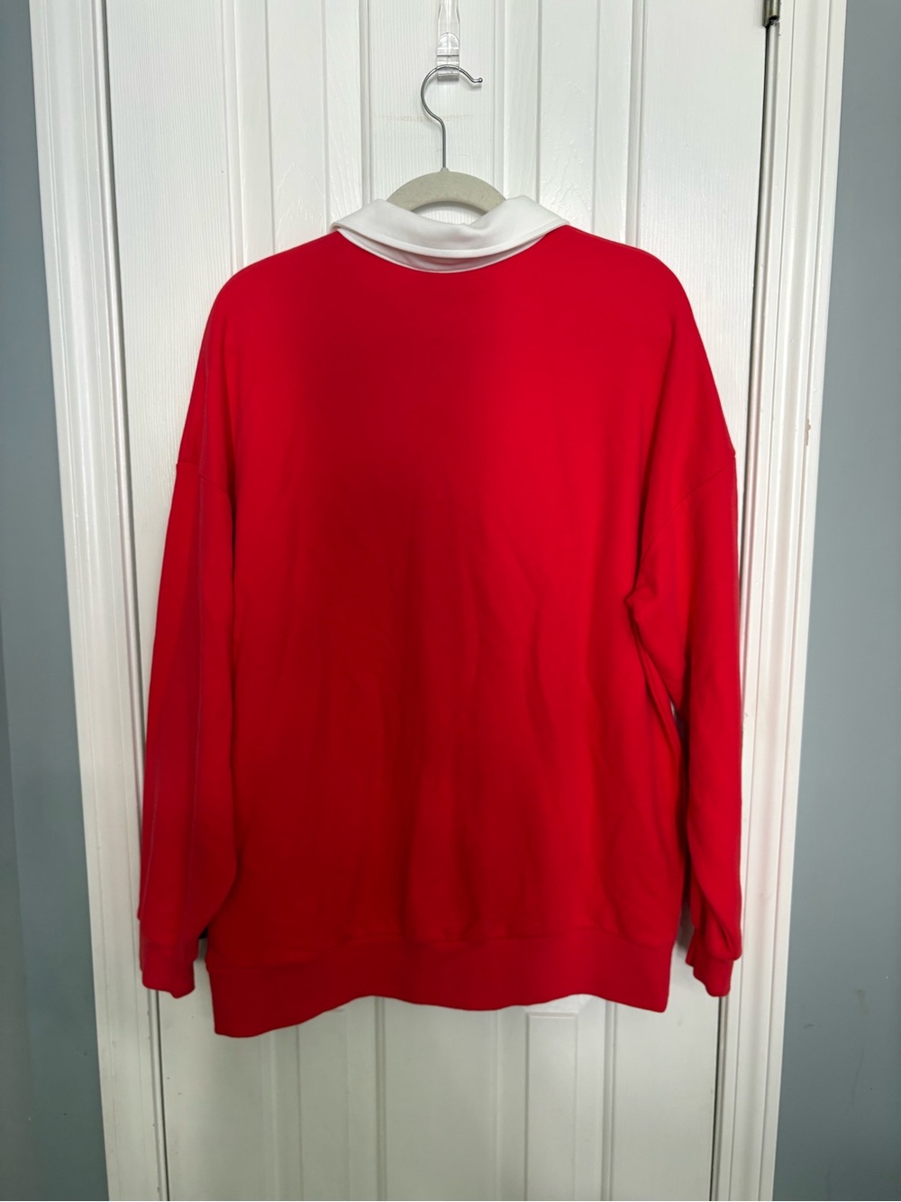 NWT JoyLab Women's Americana French Terry Polo Sweatshirt Red USA Flag S, M - Picture 7 of 10